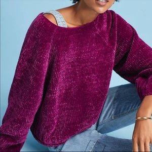 Anthropologie chenille purple sweater